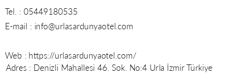 Sardunya Apart Otel Urla telefon numaralar, faks, e-mail, posta adresi ve iletiim bilgileri